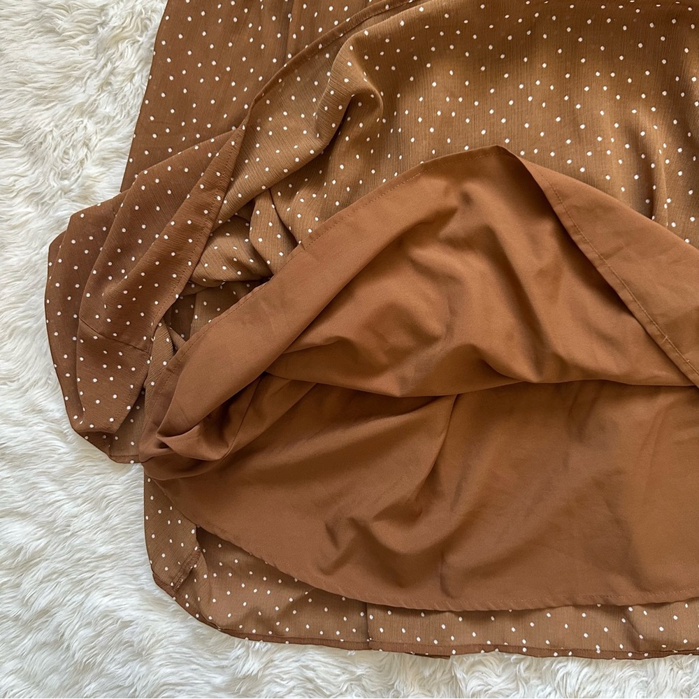 Madewell Dress Sophia Cami Tiered Midi in Dot Ruffle Sepia Polka Dot Brown 10 - Picture 8 of 14